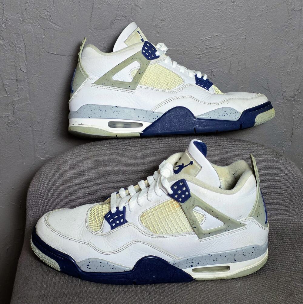 Nike Air Jordan 4 Retro "Midnight Navy" White Gray DH6927-140 Men's Size 9.5